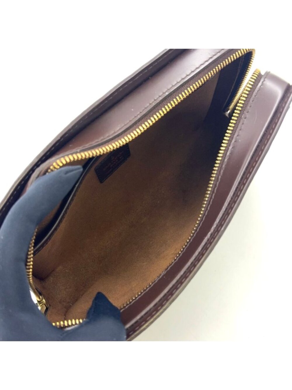 Louis Vuitton Damier Saint Ebene Second Leather Brown Clutch Gold - Picture 3 of 15